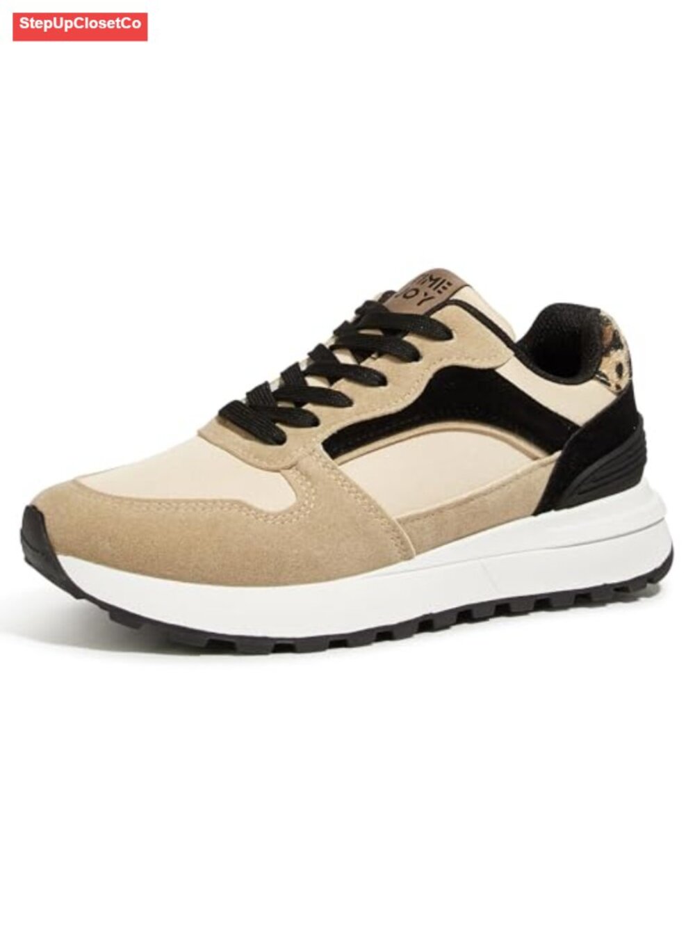 Platform Sneakers Lace-Up Oxford Fabric Colorblock Women's